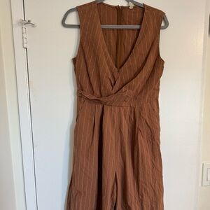 Wishlist Brown Pinstripe Sleeveless Jumpsuit – Size L